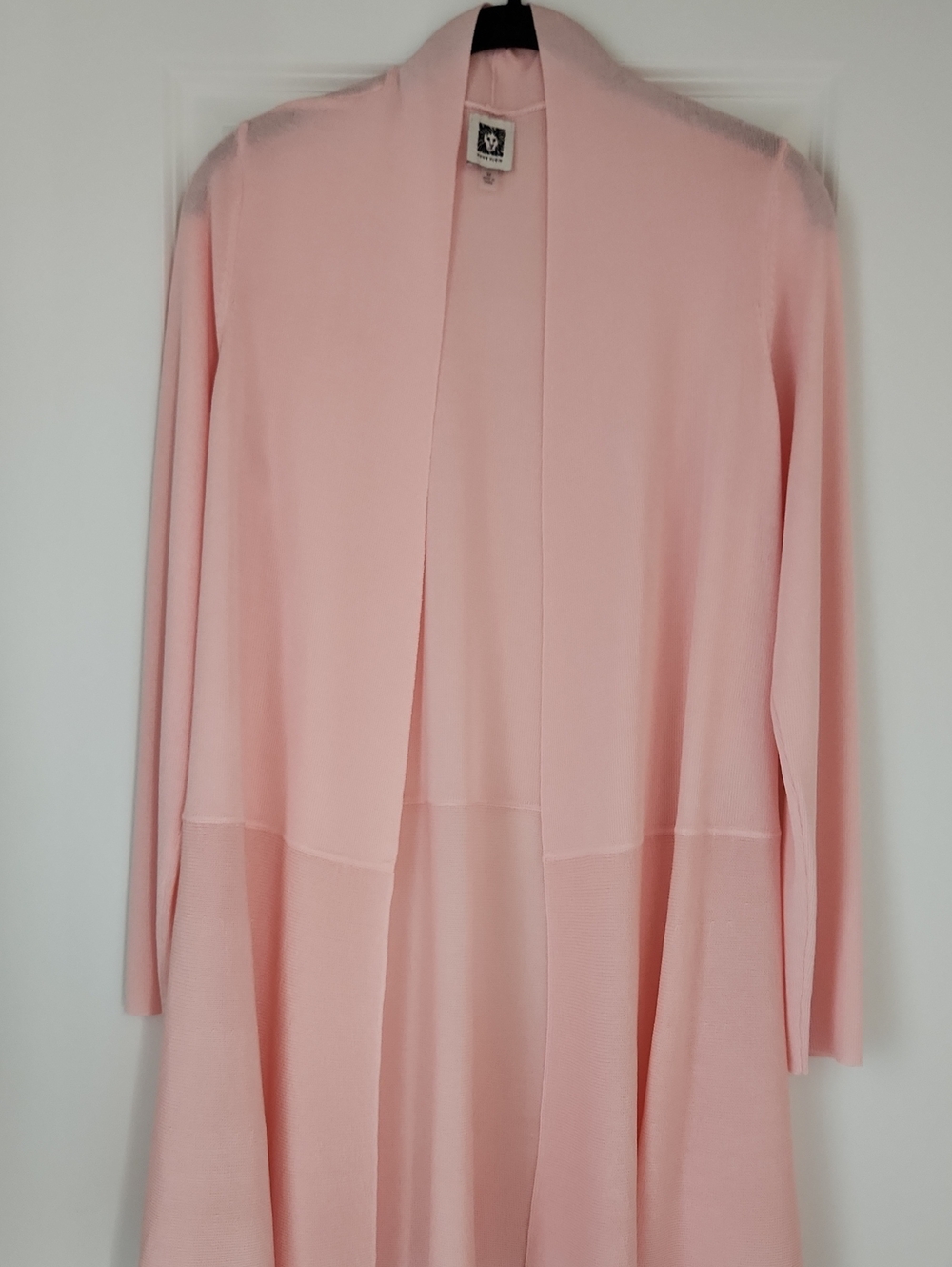 Anne Klein Size M Light Pink Open-Front Women’s Long Cardigan